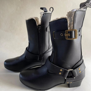 Botas de Motociclista para Mujer, Botas de Carreras de Media Caña, Botas de Cuero Originales para Chicas, Zapatos de Carreras Femeninos - Product Image 1