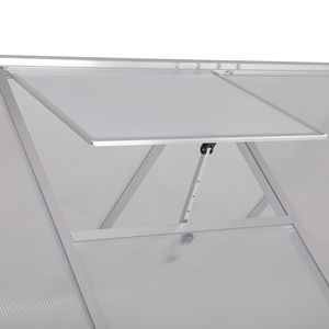 เรือนกระจกสำเร็จรูปขนาด 6x8 ฟุต ทำจากโพลีคาร์บอเนต สำหรับกลางแจ้ง ประตูบานพับ รางน้ำฝน โครงสร้างอลูมิเนียมแข็งแรงทนทาน สีเขียว เหมาะสำหรับสวนหลังบ้าน - Product Image 5