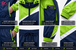 Ensemble de survêtement léger en nylon imperméable personnalisé à bas prix pour homme – Coupe ample, coupe-vent d'été, deux pièces - Product Image 5