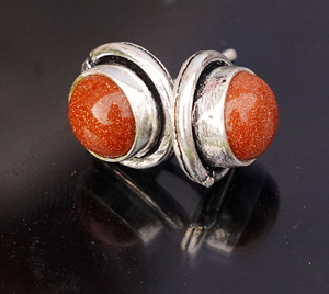 Natural Goldstone <b>Silver</b> <b>Stud</b> Earrings Handmade Gemstone <b>Stud</b> Earrings Minimalist Round Stone Earrings - Product Image 3