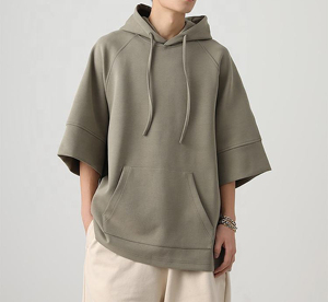 เสื้อฮู้ดดี้ผู้ชายไซส์ใหญ่ ผ้าเทอร์รี่คอตตอน แขนสั้น ใส่สบาย ระบายอากาศดี ไม่เป็นขุย พิมพ์ลาย สั่งผลิตได้ (OEM) - Product Image 4