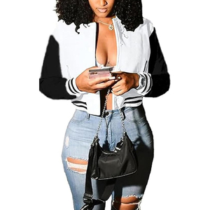 Chaqueta Varsity Personalizada para Mujer, Chaqueta Corta Estilo Letterman con Mangas de Cuero, Chaqueta Bomber, Ropa de Calle, Fabricante de Moda, EE. UU. - Product Image 5