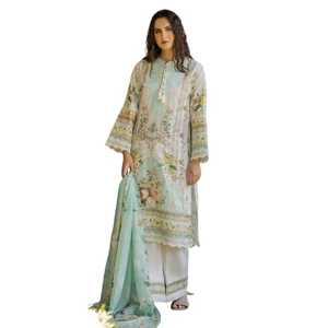 Robes pakistanaises de luxe en coton, 3 pièces, prêtes à porter, pour femmes, avec dentelle, perles, boutons, imprimés, lavables, pour l'été - Product Image 1