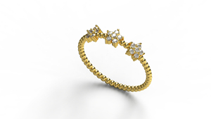 Anillo Apilable Minimalista de Oro de 18K con Banda de Diamantes Redondos, Anillo de Promesa con Banda de Cuentas, Joyería Fina para Mujer - Product Image 2