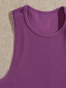 Sujetador deportivo largo para mujer |   Camiseta Deportiva de Punto Acanalado Sin Costuras |   Ropa Deportiva de Alta Elasticidad para Correr sin Restricciones - Product Image 3