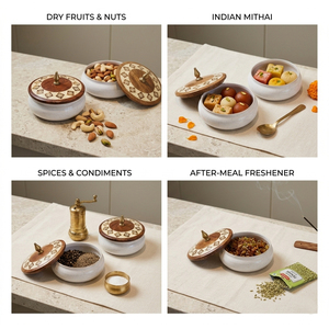 Luxury Metal <b>Serving</b> <b>Dish</b> With Bone Inlay Wooden Lid. Multi-Purpose Bowl For Sweets, Nuts & Spices. Artisan Handcrafted Quality - Product Image 6