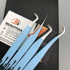 Pince à épiler d'extension de cils en acier inoxydable durable à forte adhérence avec pointe pointue-Marque privée personnalisée à usage professionnel - Product Image 1