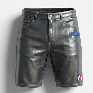 Unisexe, solide, en similicuir, écologique, respirant, séchage rapide, taille élastique, streetwear, cargo, style urbain, hip hop, style motard, tendance - Product Image 1