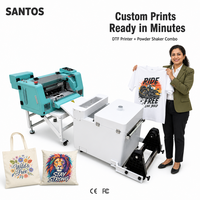Imprimante DTF Santos 30cm + Secoueur de poudre 2-en-1 Ligne I1600 Tête XP600 2400dpi pour Vêtements, Chaussures, Toile, Sacs