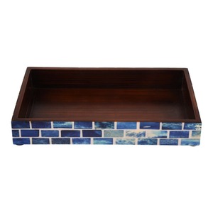Plateau de rangement en bois fait main avec couvercle anti-poussière, design moderne, compatible lave-vaisselle, pour l'organisation de table/bureau - Product Image 1