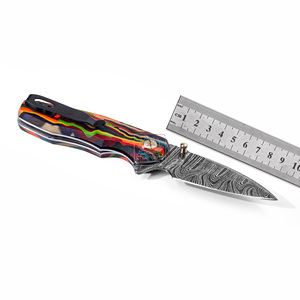 Couteau pliant personnalisé en acier Damas 18,5 cm, couteau de poche en gros, manche en Micarta personnalisé, couteau de camping extérieur, étui en cuir - Product Image 6