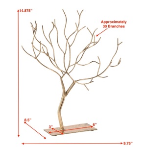 Présentoir à bijoux artistique en forme d'arbre avec crochets en forme de branches, support large anti-emmêlement pour colliers, base stable, rangement décoratif pour coiffeuse - Product Image 5