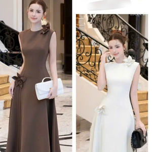 Robe longue élégante en soie unie pour femme, à manches courtes, alliant parfaitement élégance, confort et polyvalence pour toutes les occasions. - Product Image 4