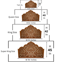 Tête de lit artisanale Smart Art en bois sculpté, motif feuille de Texas, peinte en marron, éclairée et réglable en hauteur, pour lit Queen Size