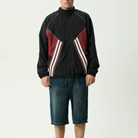 Blouson de sport pour homme à blocs de couleur, coupe racer, avec fermeture éclair et col montant, coupe-vent, pour l'automne