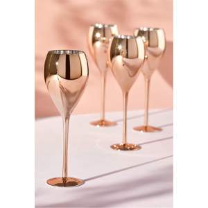Copa de Vino de Lujo en Oro Rosa, Flauta de Champán Electrochapada con Acabado Metálico, Copa para Bodas, Fiestas, Bares y Hoteles - Product Image 1