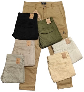Pantalon Cargo décontracté en toile légère avec plusieurs poches Pantalon d'été droit taille moyenne grande taille pour hommes - Product Image 1