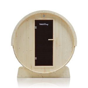 Sauna a botte in pino bianco per tre persone TMG LIVING con porta in vetro temperato LSN41 - Arredamento da esterno premium - Product Image 5