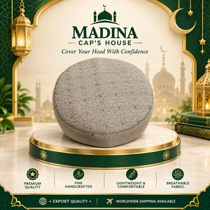 Chapeau de prière musulman traditionnel pour hommes, fabriqué à la main, casquette islamique classique, 100% coton, design embossé, réglable, respirant, pour l'extérieur - Product Image 2