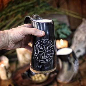 Jarra de Cuerno Auténtica para Cerveza, a Prueba de Fugas y Olores, Estilo Vikingo para Halloween - Product Image 1