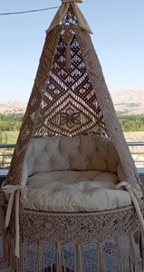 Fauteuil suspendu, chaise balançoire en macramé, chaise à bascule en macramé, balançoire en macramé, chaise suspendue, balançoire ronde en macramé - Product Image 1