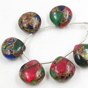 Mohave Cuivre Turquoise Lisse Coeur Larme Pierres Précieuses Fait à la Main Perles Lâches pour la Fabrication de Bijoux Couleur Cristal Violet - Product Image 1