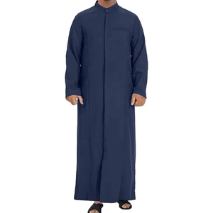 Wholesale Premium Cotton Stand Collar Modest Men's <b>Islamic</b> Eid Plus Size Loose Fit Floor Length Short Sleeve Quick Dry - Product Image 2