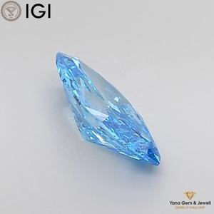 Diamante Cultivado en Laboratorio con Certificado IGI, Claridad VS1, Color Azul Intenso, Corte Marquesa, 1.50 Quilates, para Anillo de Uso Diario - Product Image 4