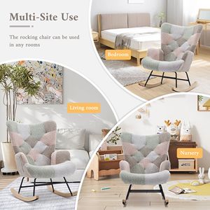 Poltrona a dondolo imbottita Teddy con schienale alto, comoda poltrona per soggiorno e camera da letto, sedia versatile. - Product Image 4