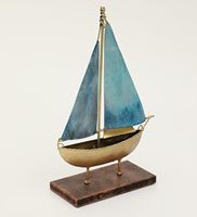 Modèle de bateau en métal et MDF multicolore, sculpture décorative nautique pour la maison, figurine pour le salon, le bureau, la table ou l'étagère