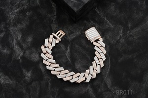 Round Brilliant Cut Diamond <b>Charm</b> Bracelet 14K Gold Plated Unisex Hiphop Fancy Light D Color Heavy Jewelry GIA Certified - Product Image 2