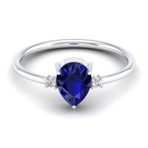 Anillos de Zafiro Azul de 1 Quilate con Corte Pera en Oro Rosa de 14K, Diseño de Lujo REYES, para Mujer, con Certificado GRA, Joyería de Regalo con Moissanita - Product Image 5