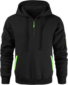 Men's Hoodies Casual Pullover Hooded Sweatshirt Long Sleeve Quarter Zip Hoody Tops With Kangaroo Pocket - Product Image 3