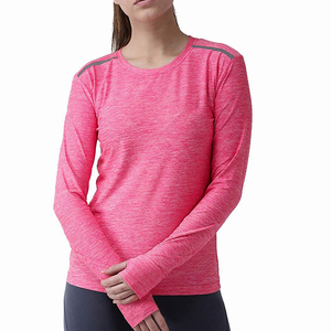 Women's <b>Pink</b> <b>Long</b> <b>Sleeve</b> Crew Neck T-Shirt Slim Fit Quick Dry Sporty Knitted Polyester <b>Top</b> Spring Summer Workout Wear - Product Image 4