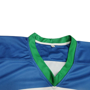 Nouveau maillot de hockey sur glace personnalisé avec logo sublimé, uniforme de hockey de haute qualité, 100% polyester 220g, séchage rapide, col en V, entièrement personnalisé - Product Image 4
