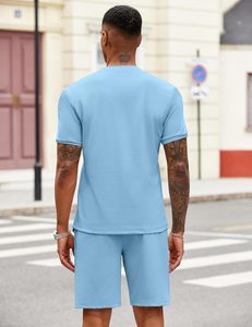 Conjunto Deportivo de Verano para Hombre, Camiseta de Cuello Redondo con Cierre y Pantalones Cortos, Tejido Transpirable, para Entrenamiento, Fitness, Jogging, Casual - Product Image 3