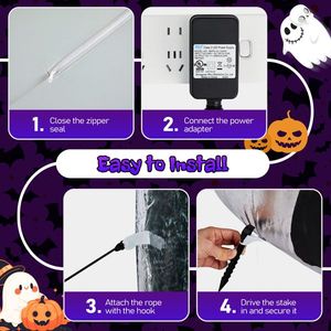 Decorazione Gonfiabile di Halloween in PVC Alta 2,5 Metri con LED RGB Animati UFO Alieno Preilluminato per Esterni - Product Image 4