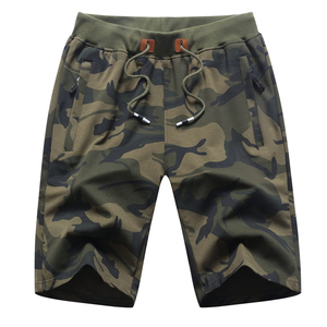 Shorts décontractés pour hommes en coton anti-plis à taille mi-haute avec fermeture éclair, poches avant résistantes à l'eau, idéaux pour la plage, la course et le fitness - Product Image 1