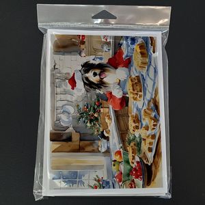 Whimsical A7 Tamaño 5x7 Bearded Collie Christmas Cookies Tarjetas de notas en blanco Paquete de 8 con sobres para saludos - Product Image 3