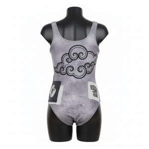 Maillot de bain une pièce pour femme, tissu extensible premium en polyester et élasthanne 200 GSM, gris, motif graphique, logo personnalisé - Product Image 6