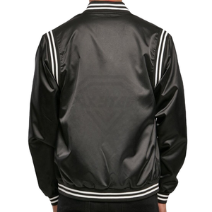 Chaqueta Varsity de Satén Blanca de Manga Larga, Chaqueta Universitaria de Béisbol Tipo Letterman, Chaqueta Varsity de Satén a Precio Económico, OEM - Product Image 4