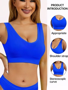Female Seamless <b>Low</b> <b>Back</b> Gym <b>Bra</b> High Elasticity Workout Tank Wide Ribbed Hem Band Training Active Wear Manufacturing - Product Image 1