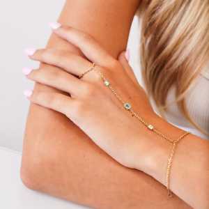 Pulsera de mano con diamante cultivado en laboratorio de corte esmeralda, oro macizo de 14K y 18K, delicada, minimalista, moderna, de lujo, única, con esmeralda verde. - Product Image 6