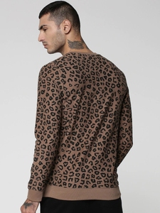 Sudadera de Cuello Redondo con Estampado de Leopardo para Hombre, Corte Regular, Logotipo Estampado, Informal, Tejida, 100% Algodón, para Otoño - Product Image 3