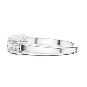 แหวนแต่งงานหรือแหวนครบรอบดีไซน์มินิมอล ทองคำขาว 14k เพชรทรง Asscher  เพาะเลี้ยงในห้องปฏิบัติการ  แบบครึ่งวงนิรันดร์ สามารถสวมซ้อนกันได้ - Product Image 2