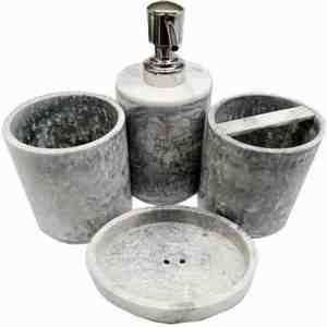 Juego de Baño de Resina Blanca de Lujo de Cuatro Piezas con Bandeja Rectangular Fácil de Limpiar, Dispensador de Jabón y Vaso, RR ENTERPRISES, Hecho en India - Product Image 4