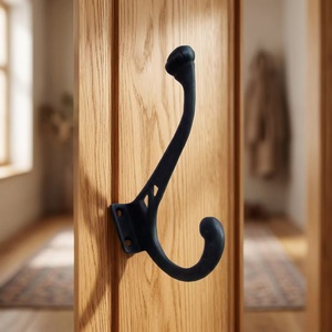 Rustic <b>Black</b> Metal Eco-Friendly Waterproof Adjustable Vintage Style Wall Mounted Coat <b>Hook</b> Heavy Duty Single <b>Hook</b> Self-adhesive - Product Image 3