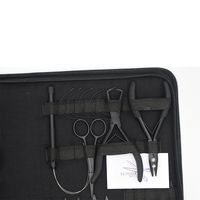 Kit d'outils professionnel premium en acier inoxydable pour extensions de cheveux à micro-anneaux, pinces, étui, couleur personnalisée, ciseaux métalliques