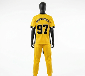 Premium 180 GSM Polyester <b>Mesh</b> Jersey Pants <b>Set</b> Yellow Contrast Side Stripe Rib Panel Custom Logo Women <b>set</b> - Product Image 2