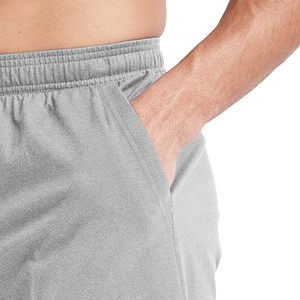 Shorts en coton gris pour homme, couleur unie, taille élastique, poches, style décontracté, respirant, longueur mi-cuisse - Product Image 5
